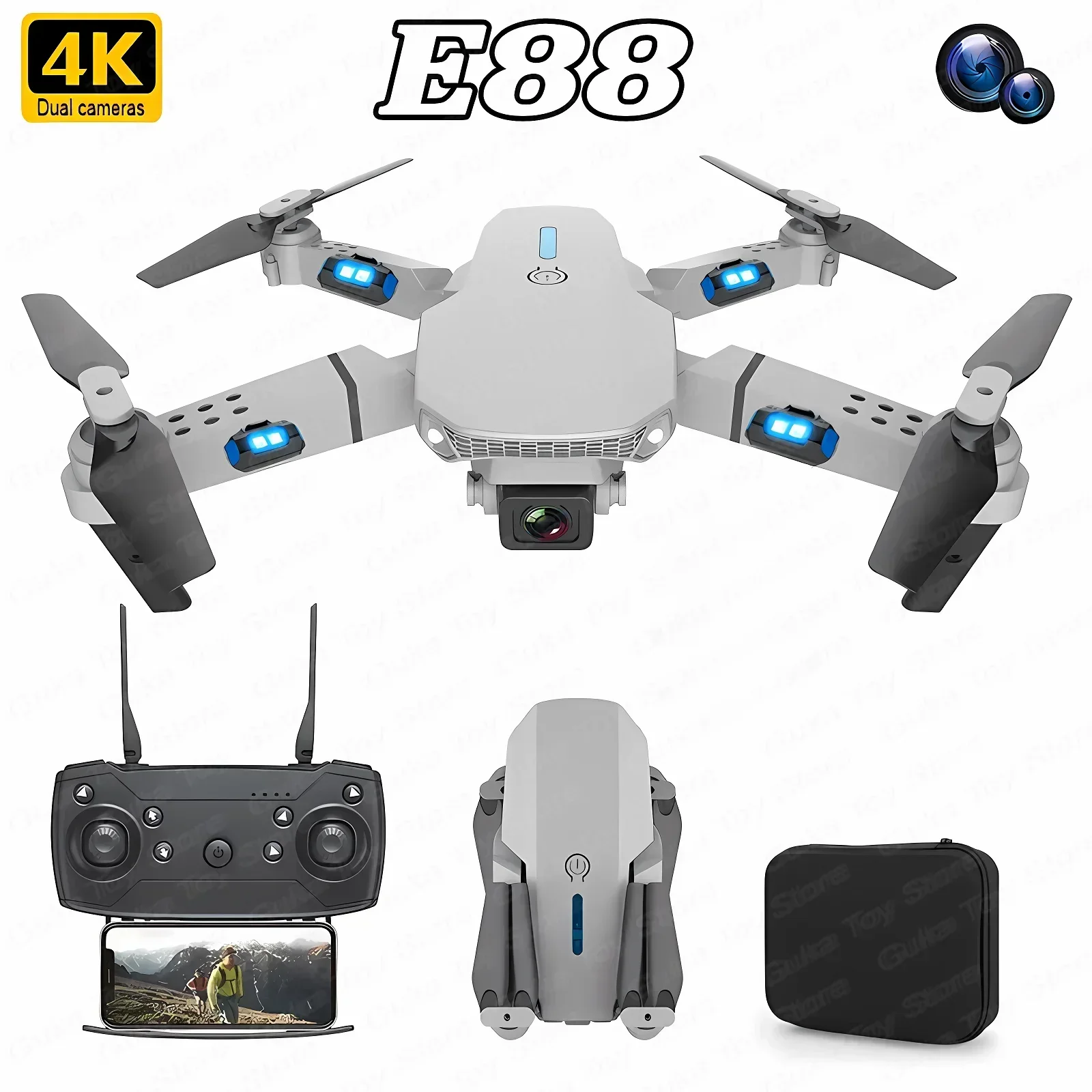 E88 Pro WIFI FPV Drone Wide An - огляд і ціна Drone E88 Rc Quadcopter
